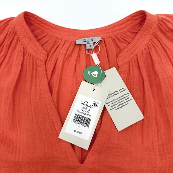 NWT Rails Women’s Aureta V-Neck Tiered Organic Cotton Belted Dress Papaya Medium - Picture 8 of 15